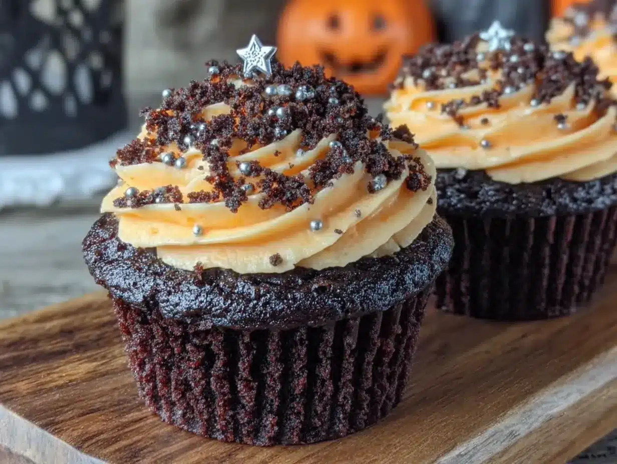 Black Velvet Halloween Cupcakes preparation steps