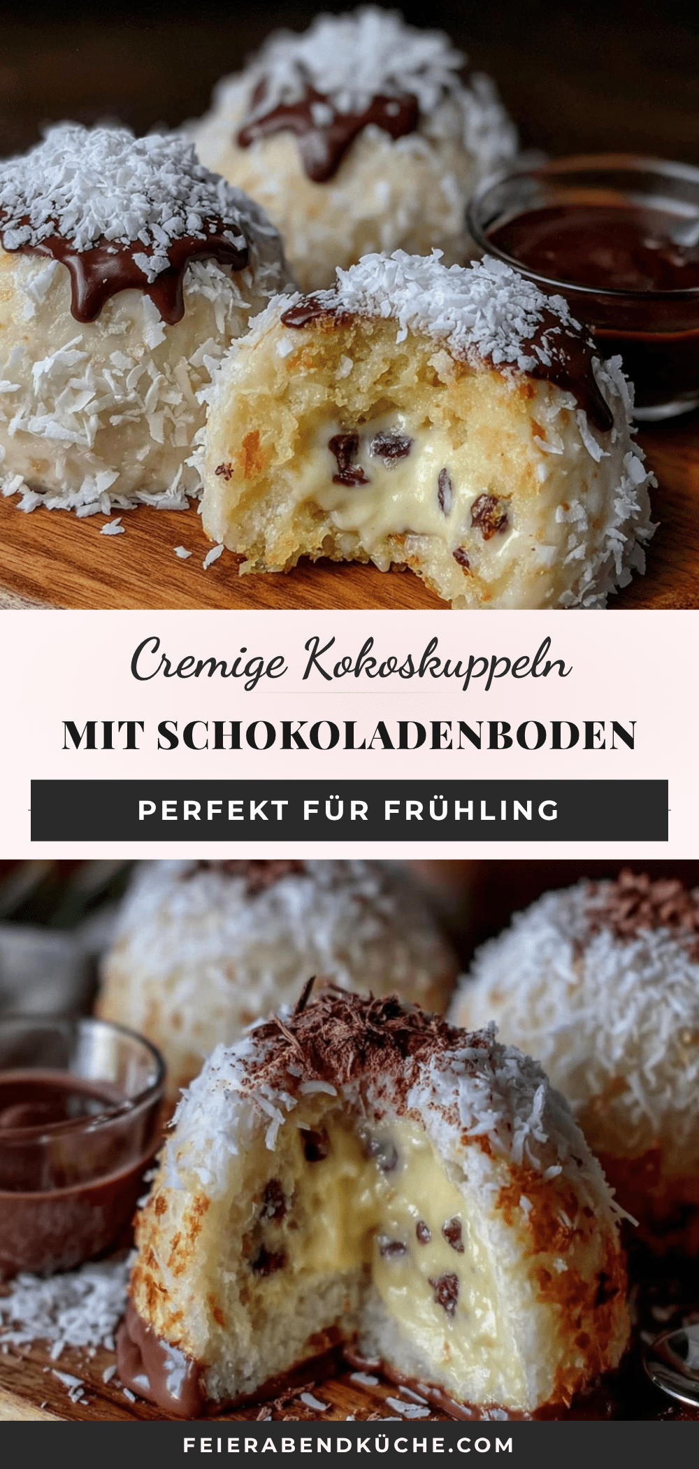 Cremige Kokoskuppeln mit Schokoladenboden recipe
